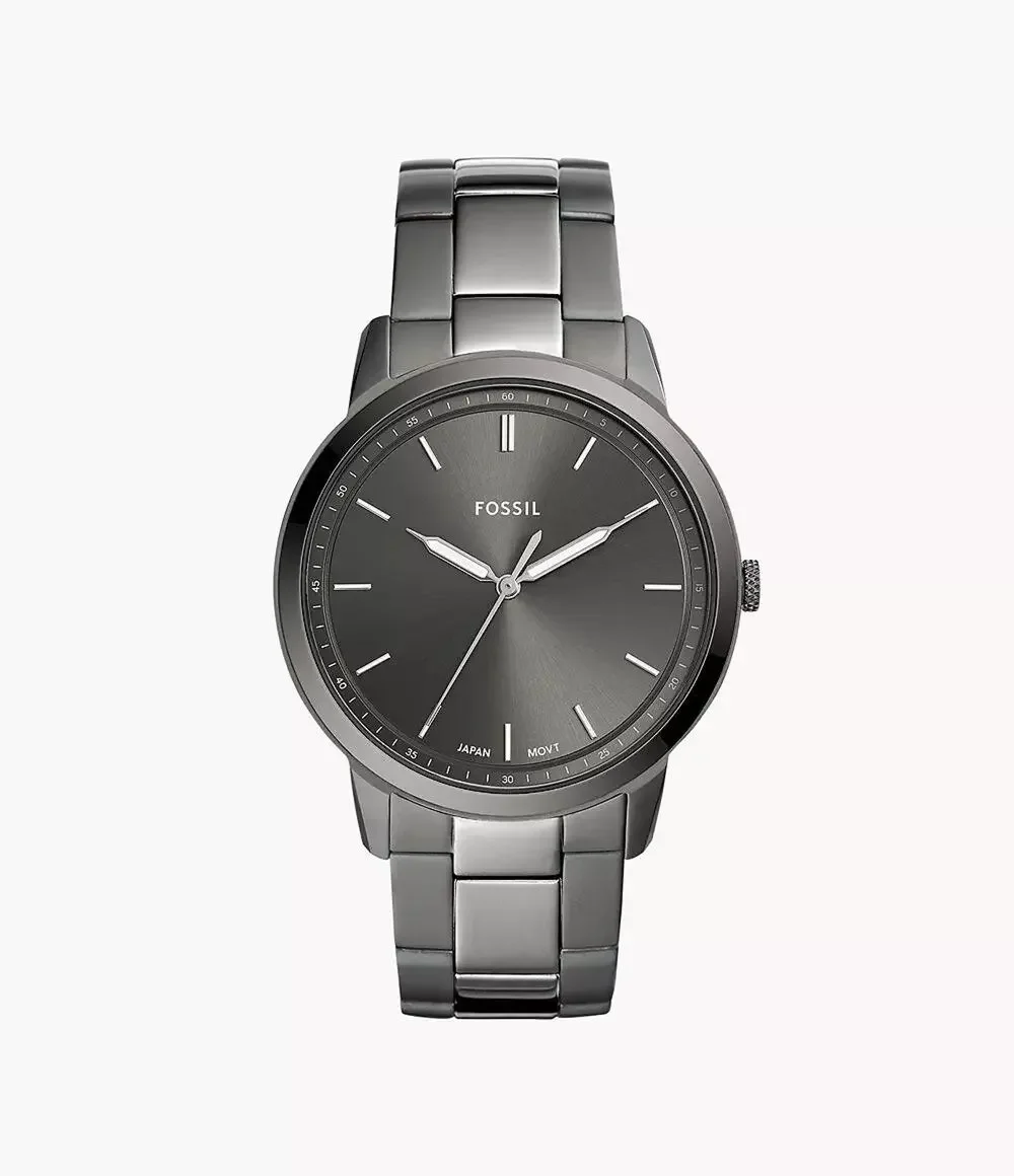 Fossil Minimalist Three-Hand Smoke Stainless Steel Watch FS5459 NWT